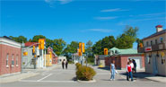 Picnic attendees explore the community safety village.