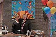 YPF volunteers serve wine and refreshments at the Lebovic Centre