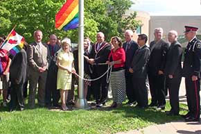 The Rainbow Flag raised at Richmond Hill Civic Centre. The Rainbow Flag raised at Richmond Hill Civic Centre.