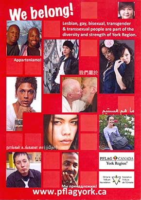 Postcard from PFLAG York Region's 'You Belong' campaign in 2010