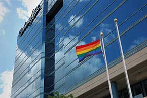 The Rainbow Flag raised at Richmond Hill Civic Centre. The Rainbow Flag raised at Richmond Hill Civic Centre.