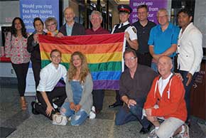 Attendees prepare to raise the Rainbow Flag at Richmond Hill Civic Centre. Attendees prepare to raise the Rainbow Flag at Richmond Hill Civic Centre.